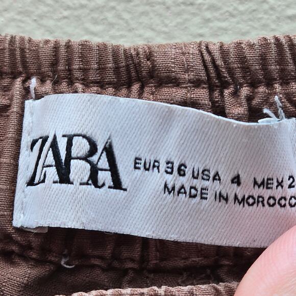 Zara Women's Parachute Wide Leg Ripstop Relaxed Fit Pants Outdoor Brown Size 4 - Picture 7 of 9